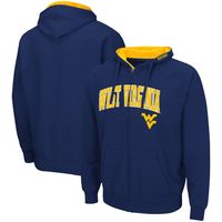 Men's Colosseum Navy West Virginia Mountaineers Arch & Logo 3.0 Full-Zip Hoodie