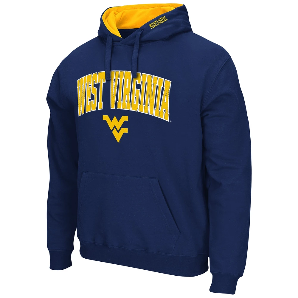 Men's Colosseum Navy West Virginia Mountaineers Arch & Logo 3.0 Pullover Hoodie