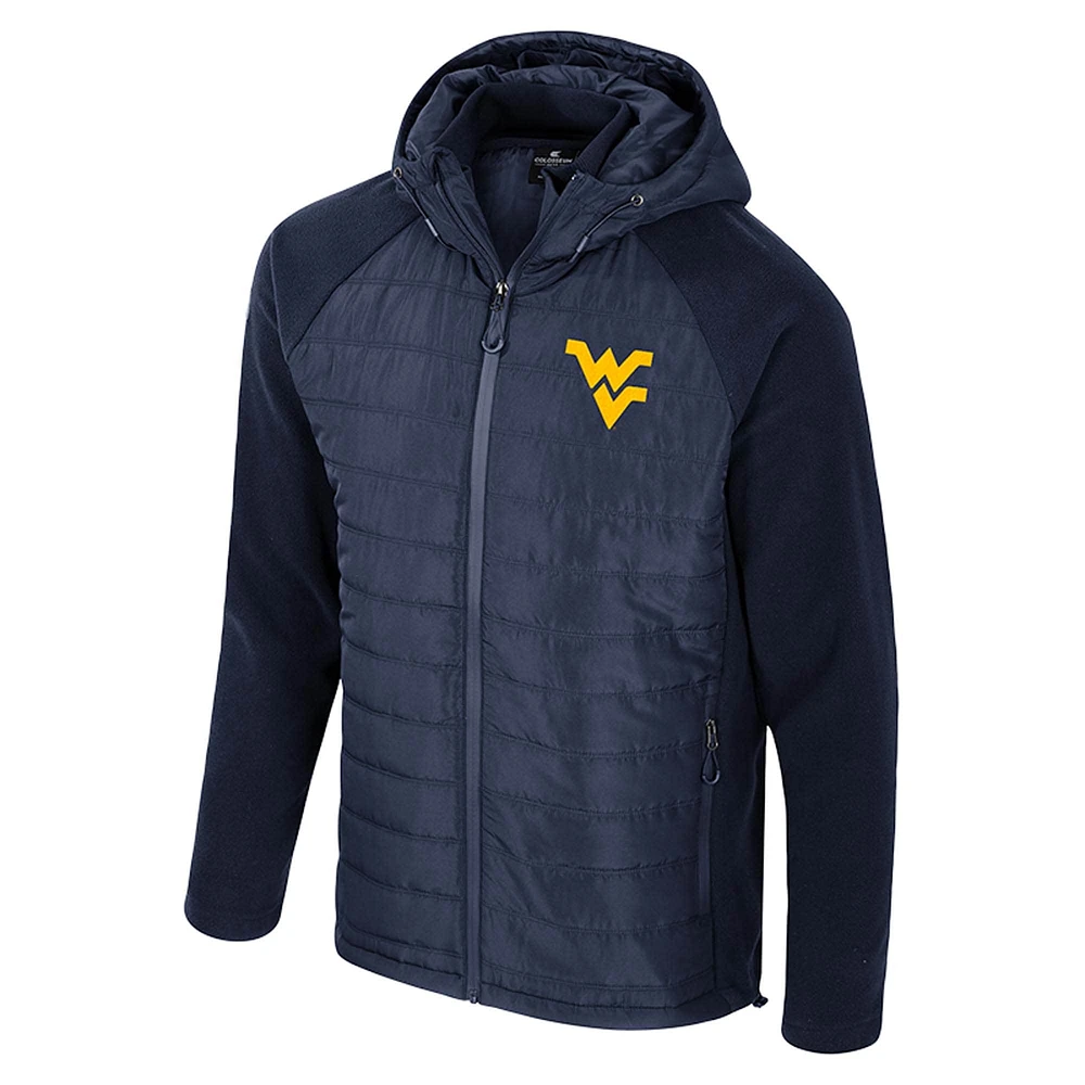 Men's Colosseum  Navy West Virginia Mountaineers Block The Sun Full-Zip Hooded Jacket