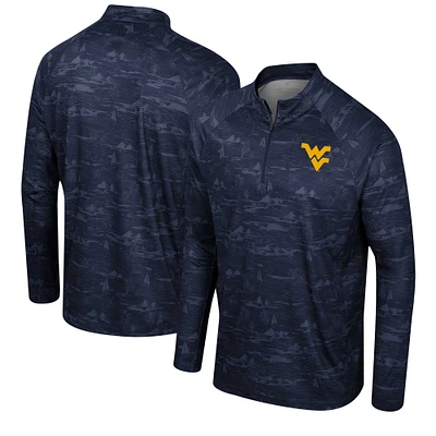 Men's Colosseum Navy West Virginia Mountaineers Carson Raglan Quarter-Zip Jacket