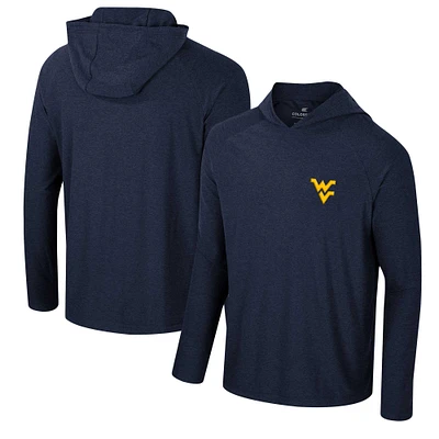 Men's Colosseum Navy West Virginia Mountaineers Cloud Jersey Raglan Long Sleeve Hoodie T-Shirt