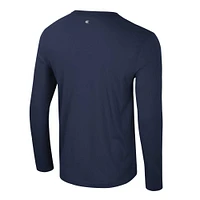 Men's Colosseum Navy West Virginia Mountaineers Color Pop Active Blend 2-Hit Long Sleeve T-Shirt