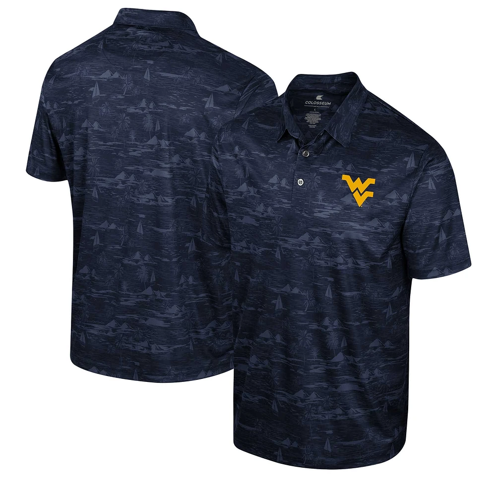 Men's Colosseum Navy West Virginia Mountaineers Daly Print Polo