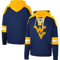 Men's Colosseum Navy West Virginia Mountaineers Lace-Up 4.0 Pullover Hoodie