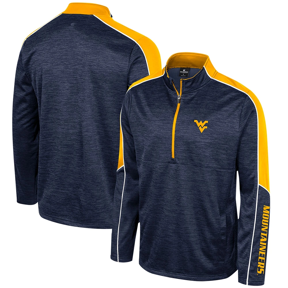 Men's Colosseum Navy West Virginia Mountaineers Marled Half-Zip Jacket