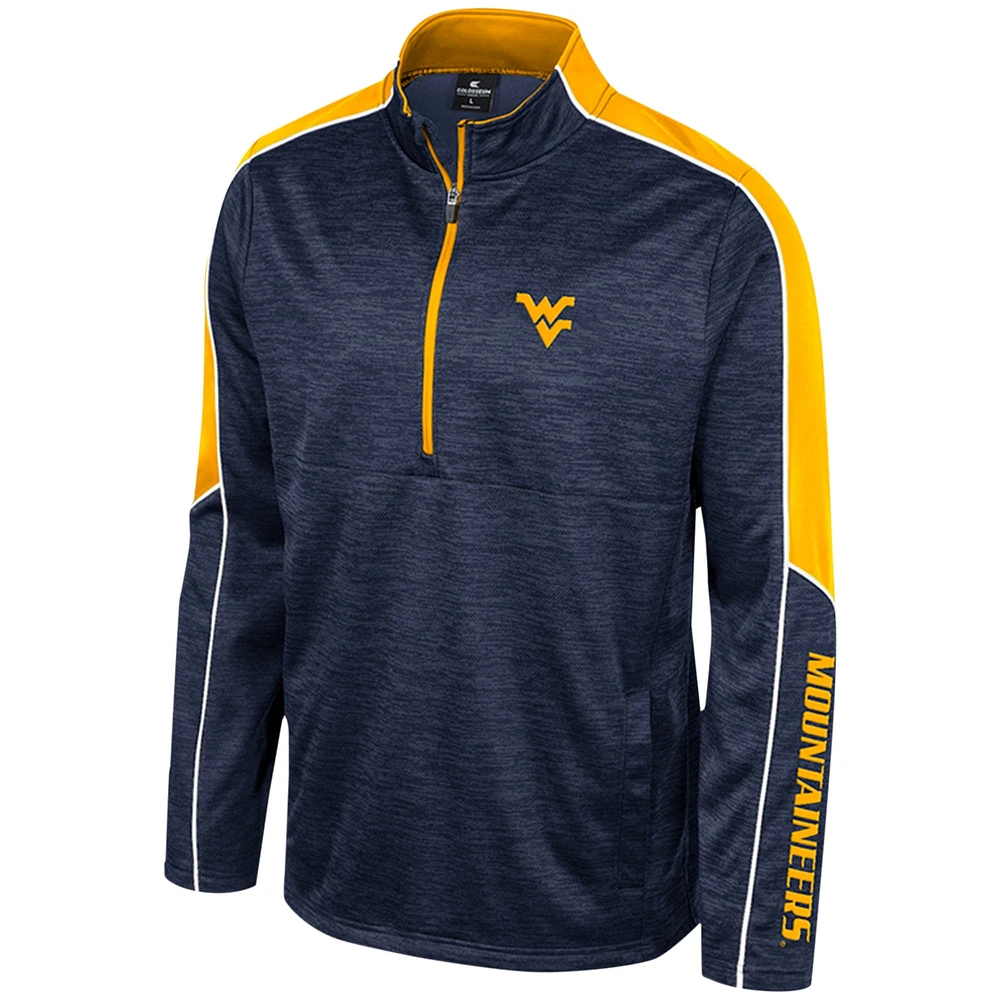 Veste à demi-zip chinée Colosseum Navy West Virginia Mountaineers pour hommes