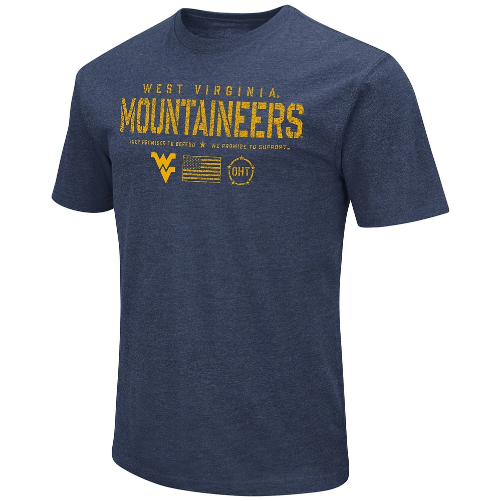 Men's Colosseum Navy West Virginia Mountaineers OHT Military Appreciation Flag 2.0 T-Shirt