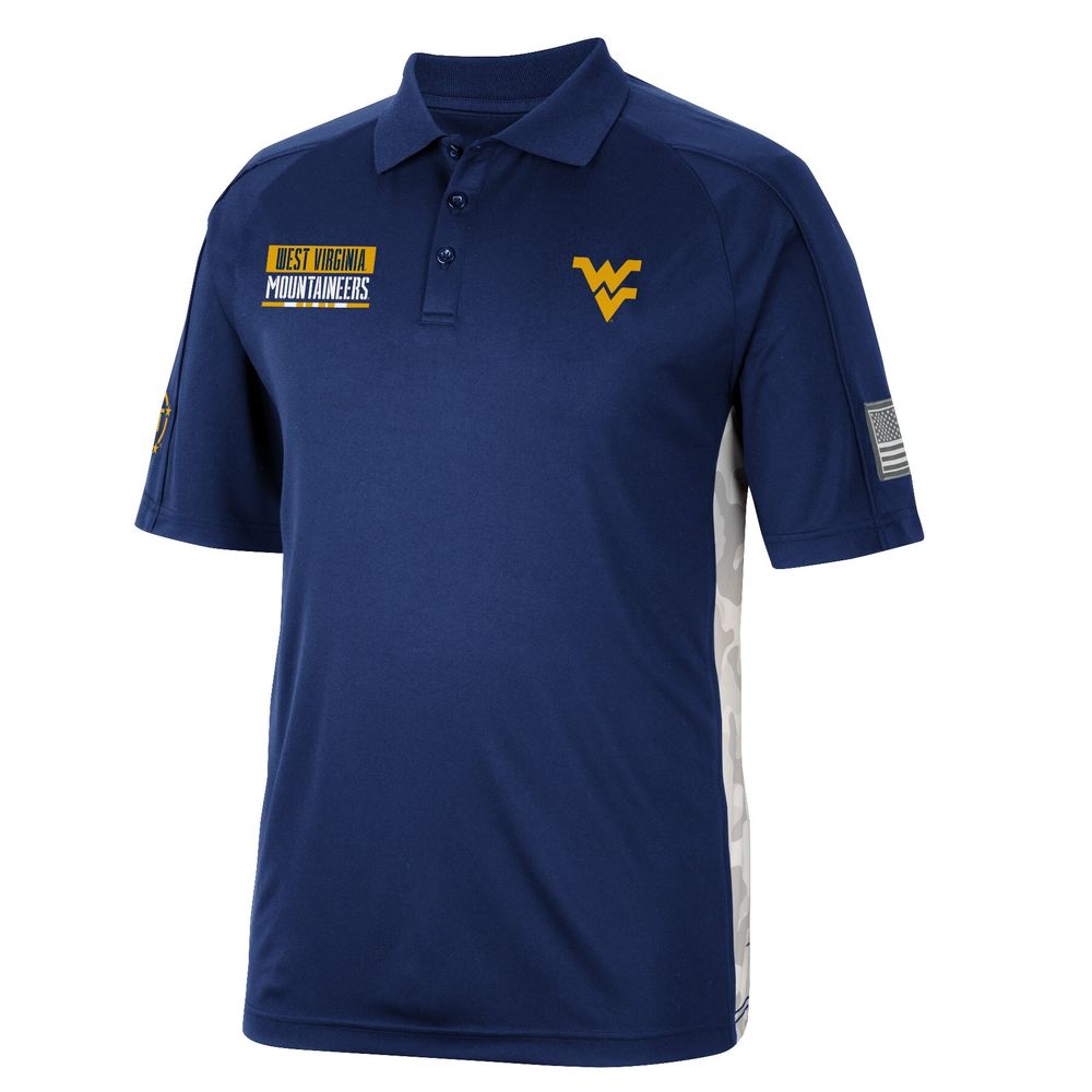 Men's Colosseum Navy West Virginia Mountaineers OHT Military Appreciation Snow Camo Polo