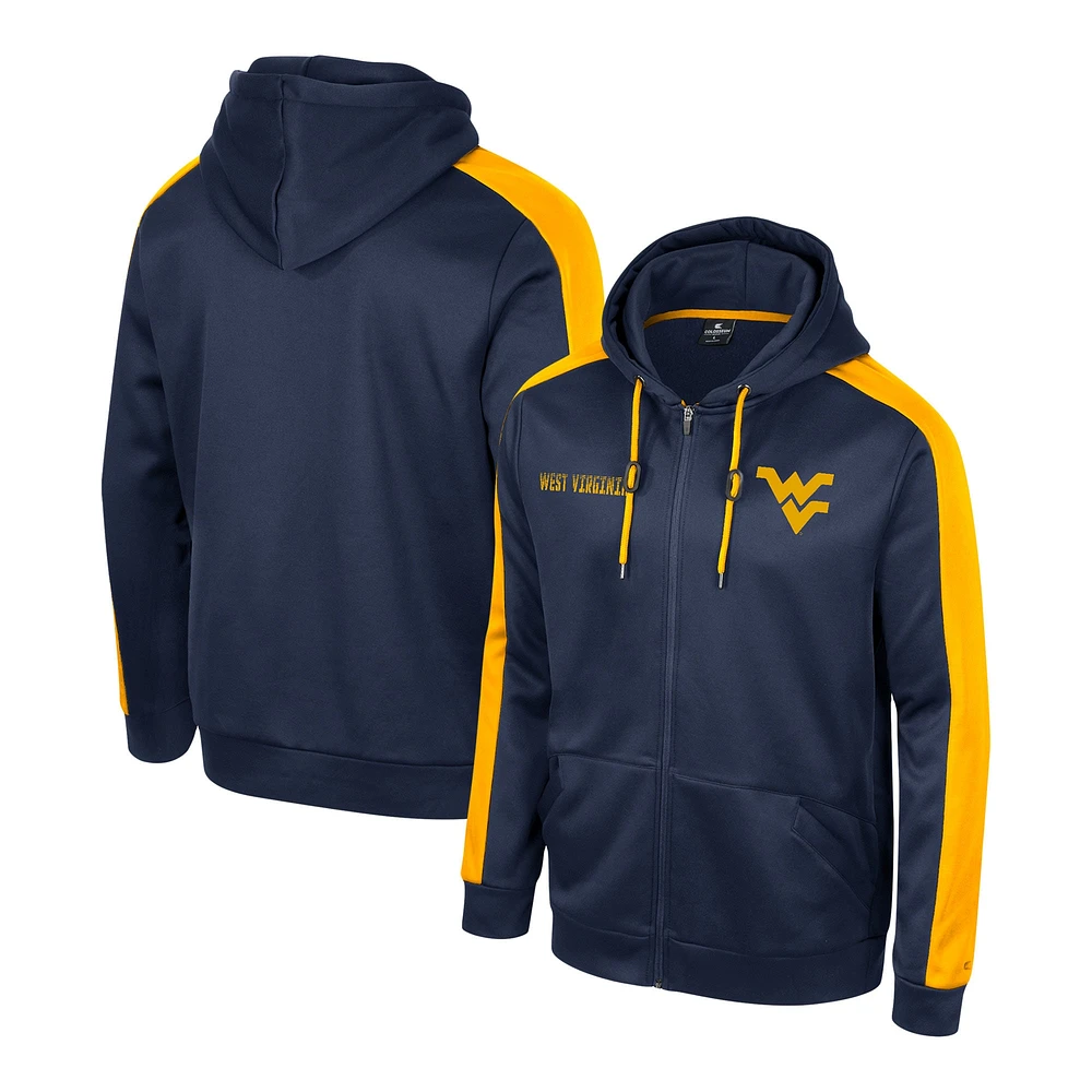 Sweat à capuche entièrement zippé Colosseum Navy West Virginia Mountaineers Reese pour hommes