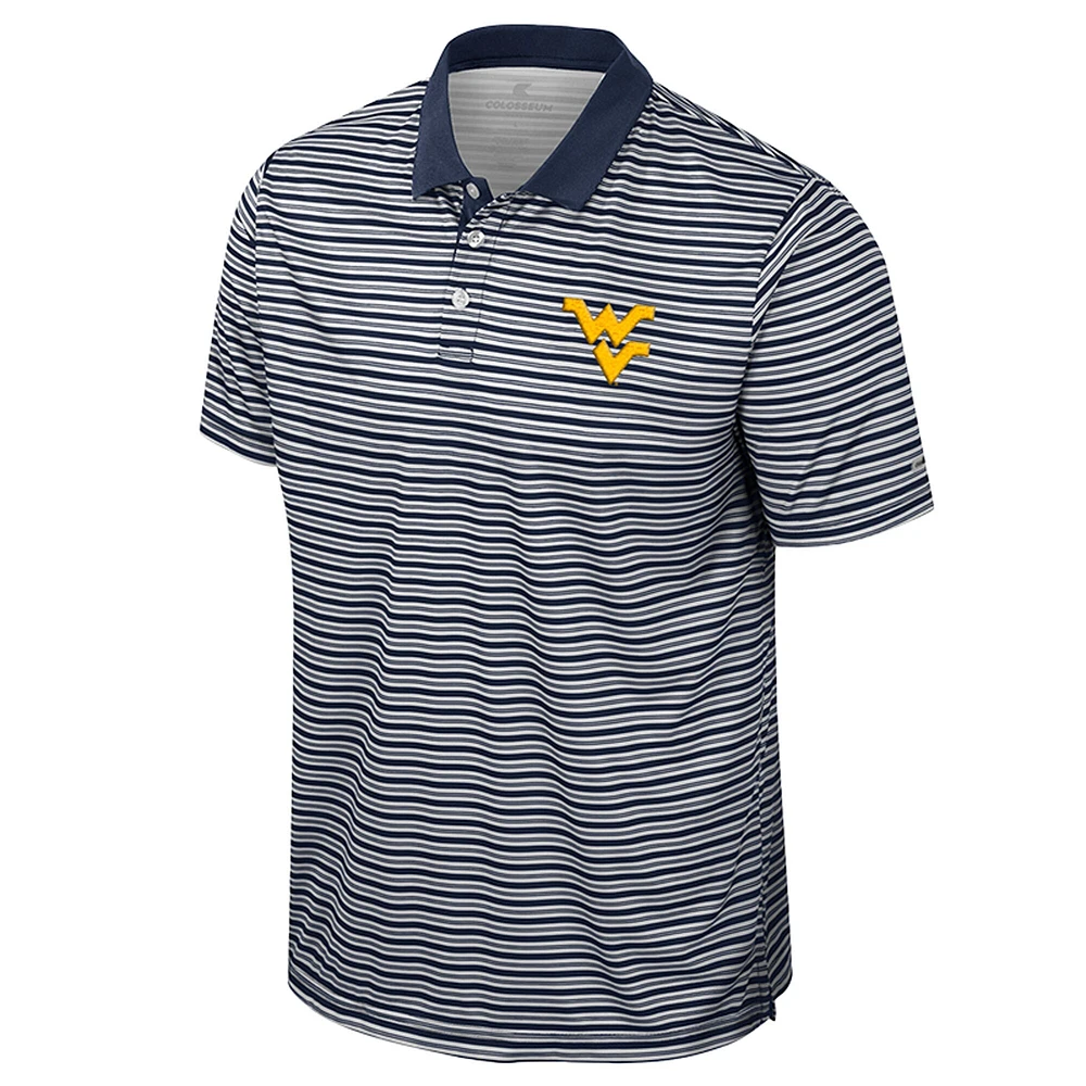 Men's Colosseum Navy West Virginia Mountaineers Striped Polo