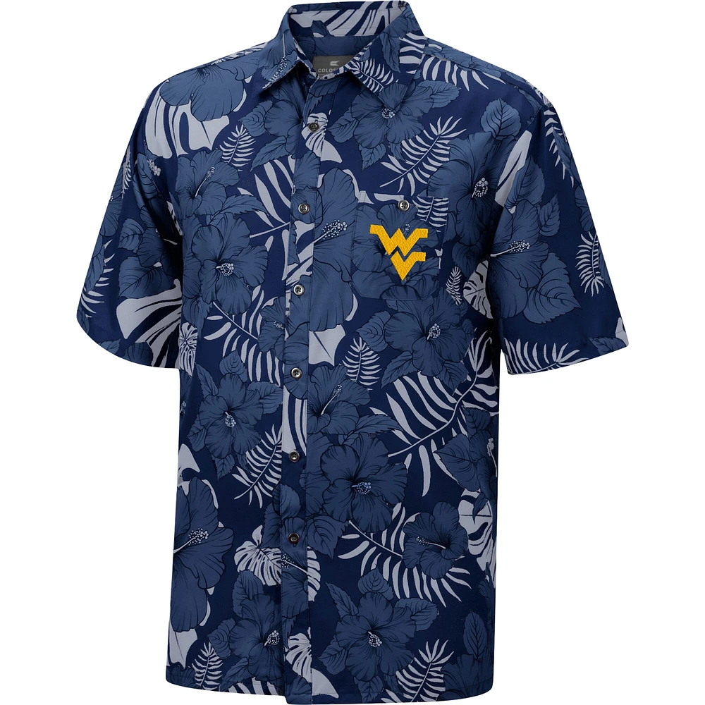 Men's Colosseum Navy West Virginia Mountaineers The Dude Camp Button-Up Shirt