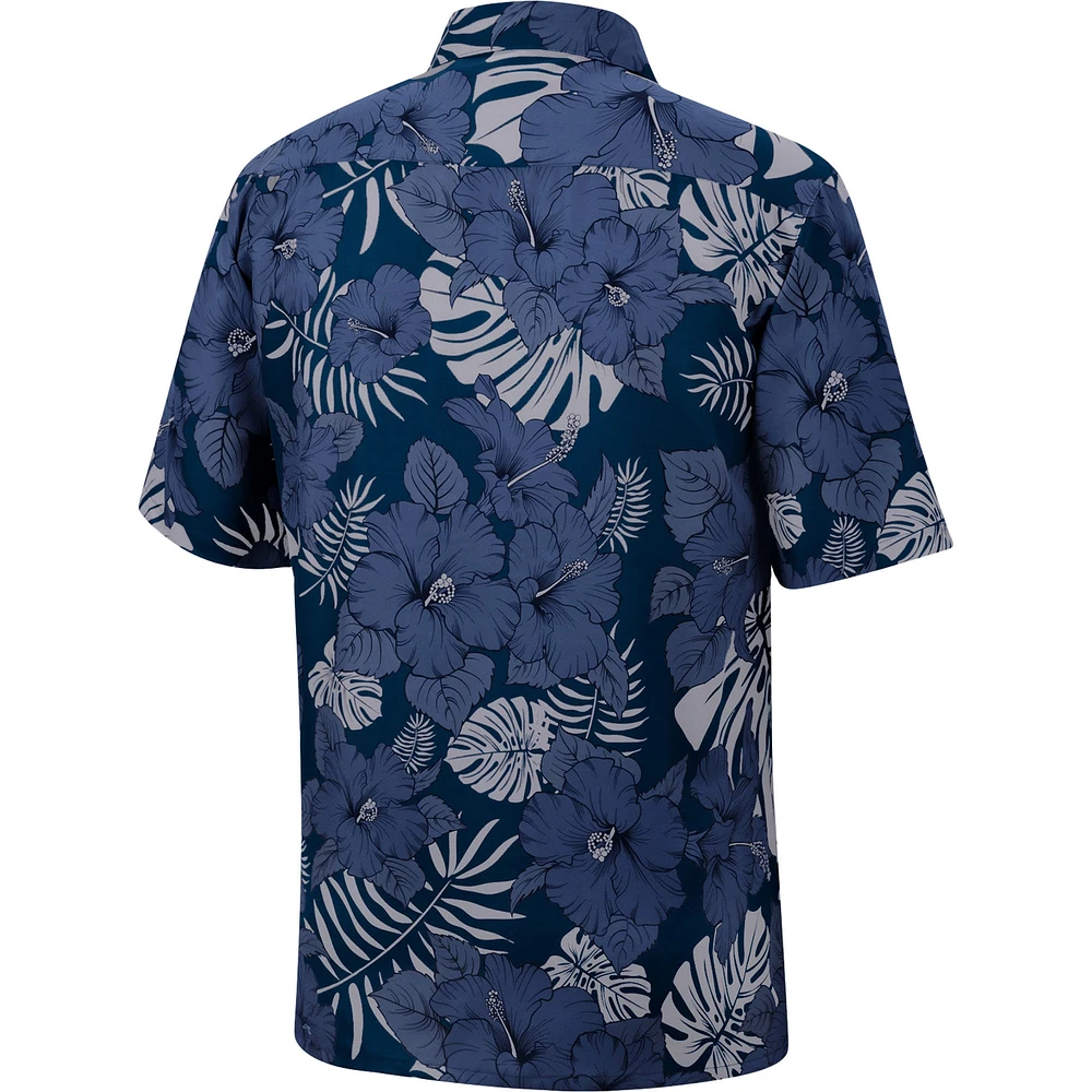 Men's Colosseum Navy West Virginia Mountaineers The Dude Camp Button-Up Shirt