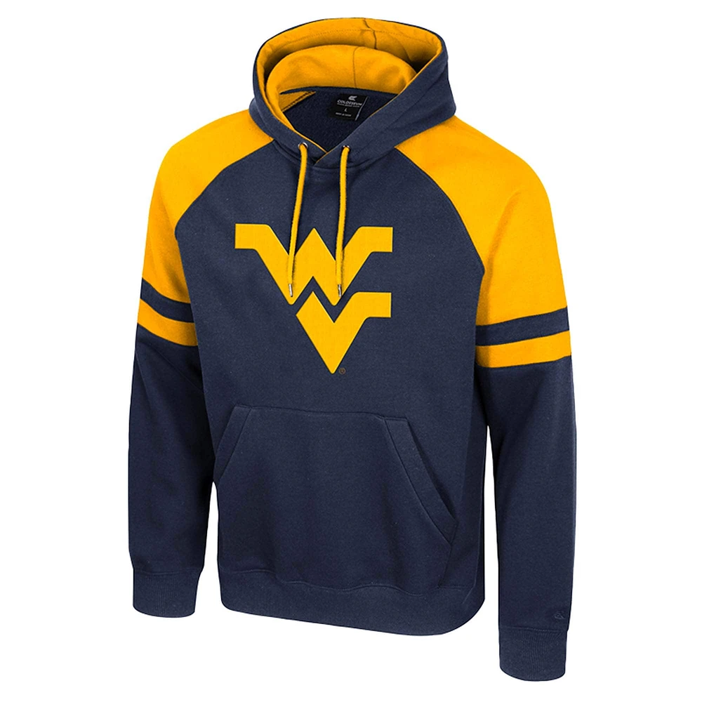 Men's Colosseum  Navy West Virginia Mountaineers Todd Raglan Pullover Hoodie