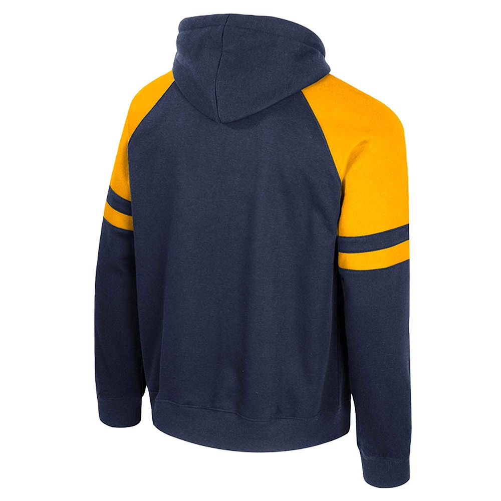 Sweat à capuche raglan Todd pour homme Colosseum Navy West Virginia Mountaineers