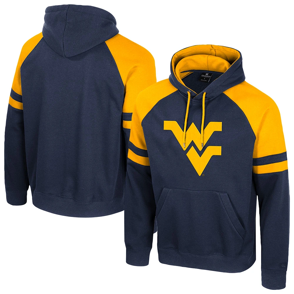 Sweat à capuche raglan Todd pour homme Colosseum Navy West Virginia Mountaineers