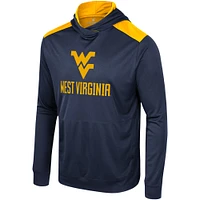 T-shirt à capuche manches longues pour hommes Colosseum Navy West Virginia Mountaineers Warm Up