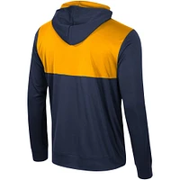 T-shirt à capuche manches longues pour hommes Colosseum Navy West Virginia Mountaineers Warm Up