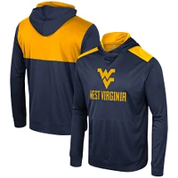 T-shirt à capuche manches longues pour hommes Colosseum Navy West Virginia Mountaineers Warm Up