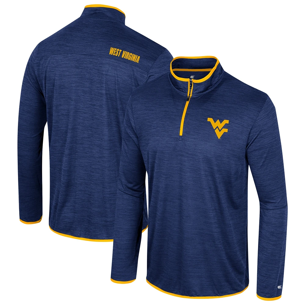 Coupe-vent à quart de zip Wright Colosseum Navy West Virginia Mountaineers pour hommes