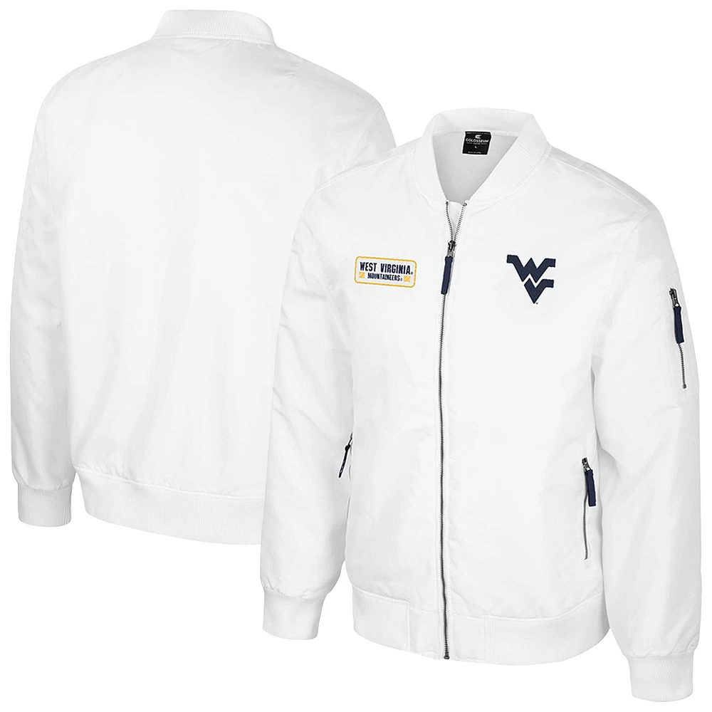 Men's Colosseum West Virginia Mountaineers White Rabbit Full-Zip Bomber Jacket