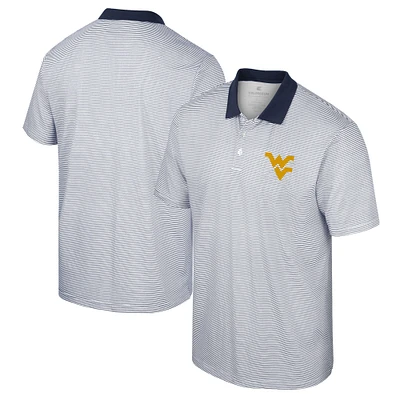 Men's Colosseum White/Navy West Virginia Mountaineers Print Stripe Polo