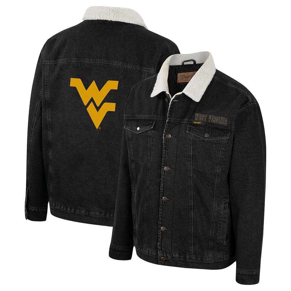 Men's Colosseum x Wrangler Charcoal West Virginia Mountaineers Western Button-Up Denim Jacket