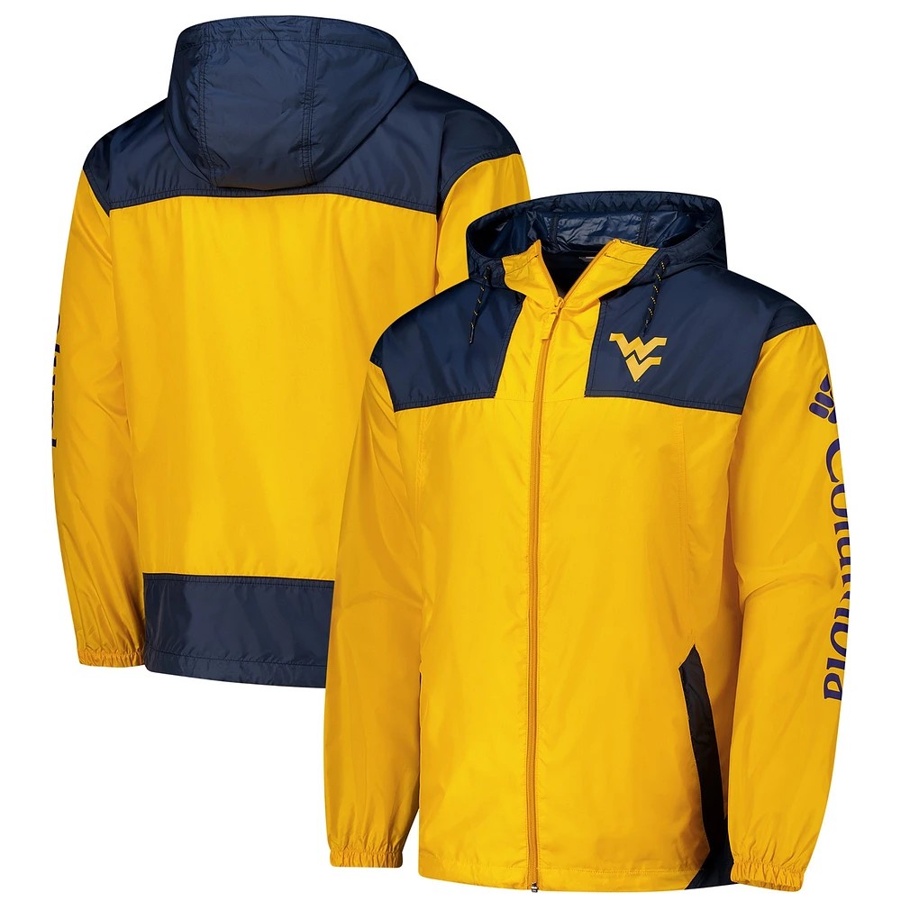 Veste coupe-vent entièrement zippée Columbia Gold West Virginia Mountaineers Flash Challenger II Omni-Shade pour homme