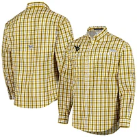 Chemise boutonnée à manches longues pour homme Columbia Gold West Virginia Mountaineers Super Tamiami Omni-Wick