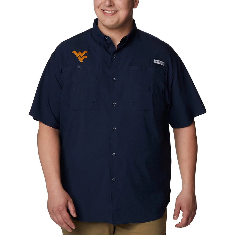 Chemise boutonnée Columbia Navy West Virginia Mountaineers Big & Tall Tamiami Omni-Shade pour hommes