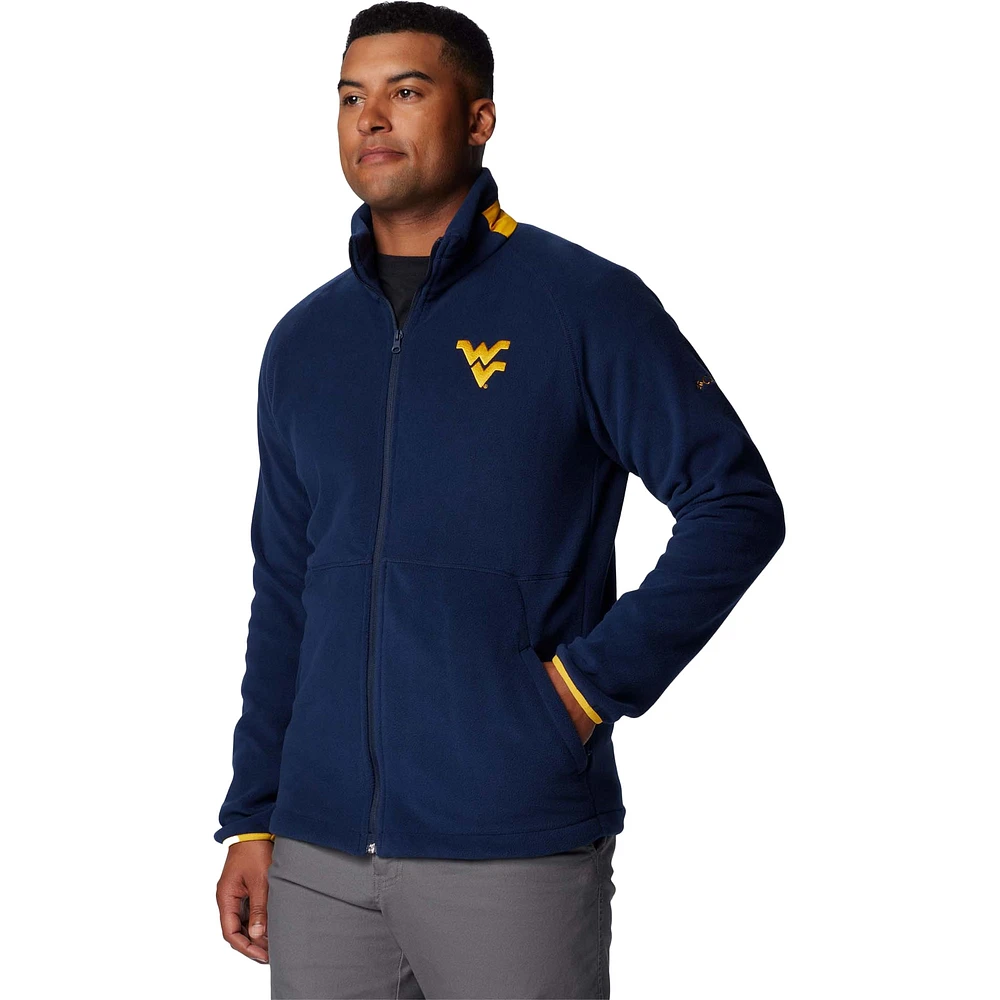 Veste polaire raglan entièrement zippée Flanker IV de Columbia pour homme, bleu marine, West Virginia Mountaineers