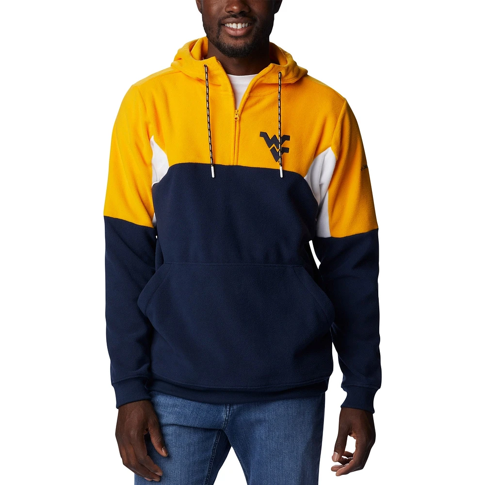 Men's Columbia Navy West Virginia Mountaineers Lodge Quarter-Zip Hoodie