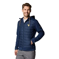 Men's Columbia  Navy West Virginia Mountaineers Out-Shield Hybrid Full-Zip Hoodie Jacket