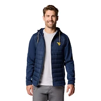 Men's Columbia  Navy West Virginia Mountaineers Out-Shield Hybrid Full-Zip Hoodie Jacket