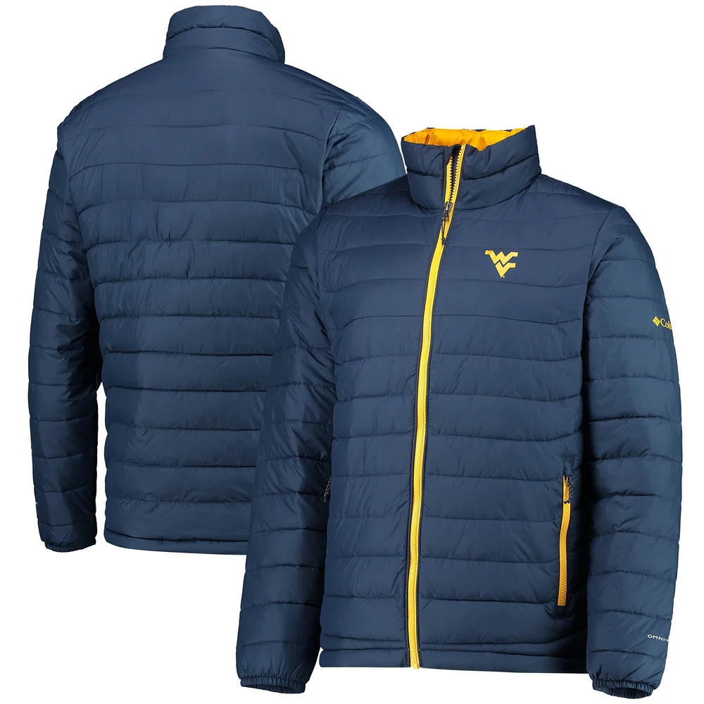 Blouson homme Columbia West Virginia Mountaineers Powder Lite entièrement zippé bleu marine