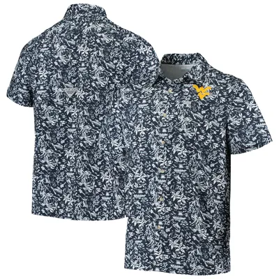 West Virginia Mountaineers Columbia Super Slack Tide Button-Up Shirt - Navy