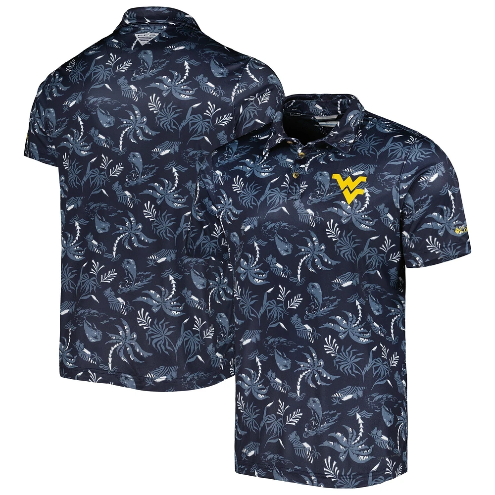 Polo pour homme Columbia Navy West Virginia Mountaineers Super Terminal Tackle Omni-Shade