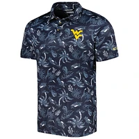 Polo pour homme Columbia Navy West Virginia Mountaineers Super Terminal Tackle Omni-Shade