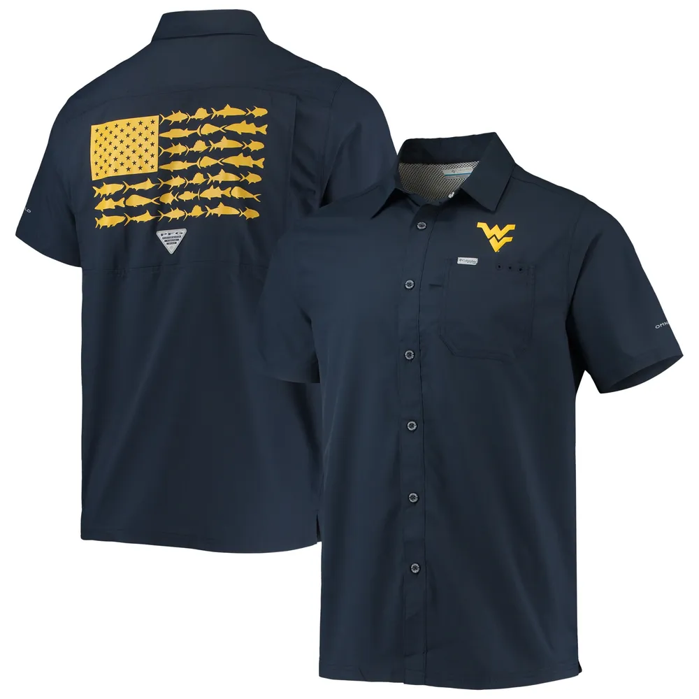 Lids West Virginia Mountaineers Columbia PFG Slack Tide Camp Button-Up  Shirt - Navy