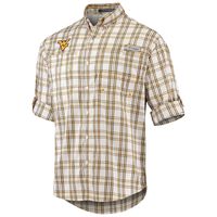 Men's Columbia White West Virginia Mountaineers Super Tamiami Omni-Shade Long Sleeve Button-Down Shirt