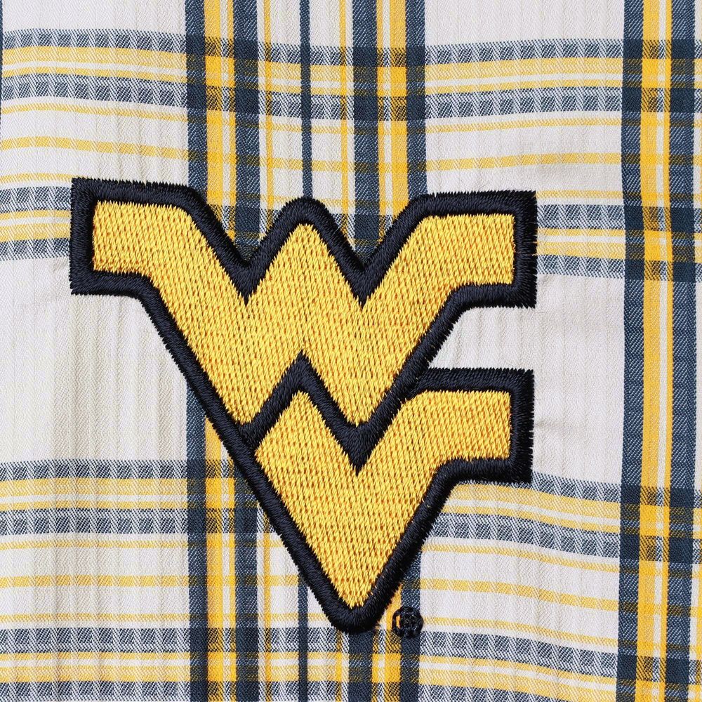 Men's Columbia White West Virginia Mountaineers Super Tamiami Omni-Shade Long Sleeve Button-Down Shirt