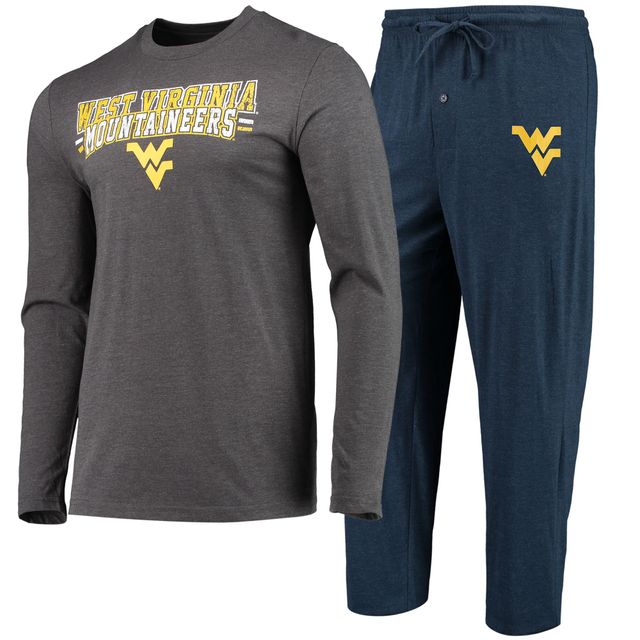 Concepts Sport Homme Bleu marine/anthracite chiné West Virginia Mountaineers Meter T-shirt à manches longues et pantalon Ensemble de nuit