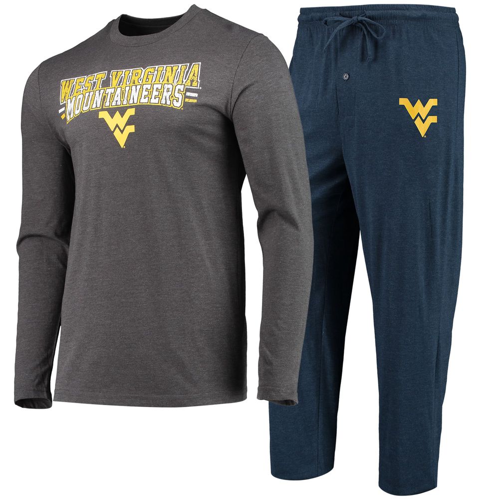 Men's Concepts Sport Navy/Heathered Charcoal West Virginia Mountaineers Meter Long Sleeve T-Shirt & Pants Sleep Set