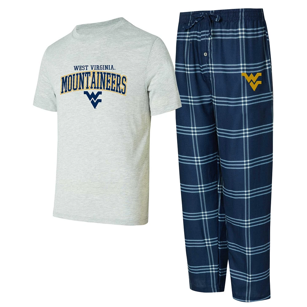 Ensemble de nuit pour homme Concepts Sport West Virginia Mountaineers avec t-shirt et pantalon