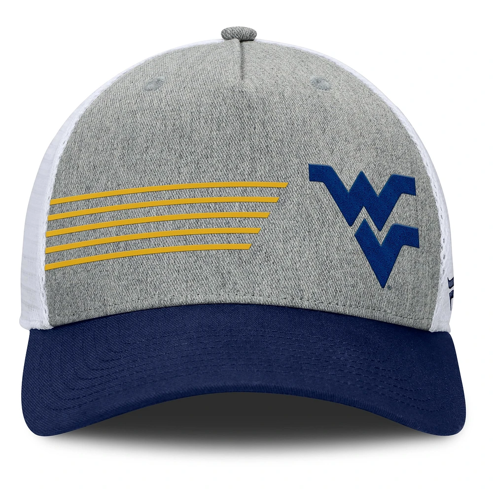 Men's Fanatics Heather Gray/Navy West Virginia Mountaineers Profile Trucker Adjustable Hat