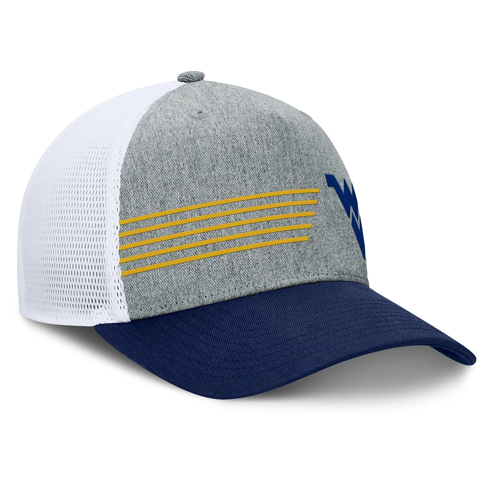 Men's Fanatics Heather Gray/Navy West Virginia Mountaineers Profile Trucker Adjustable Hat