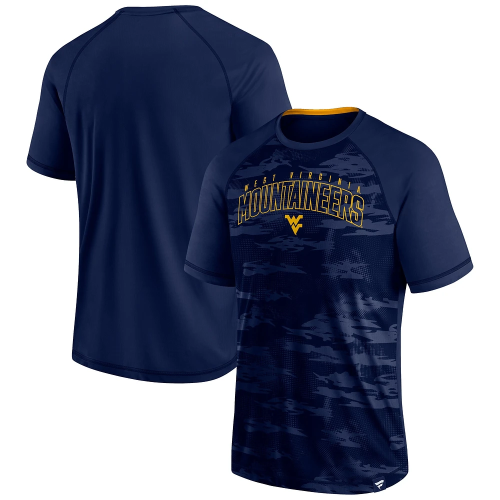 T-shirt raglan à contour d'arche Fanatics Navy Mountaineers de Virginie-Occidentale pour hommes