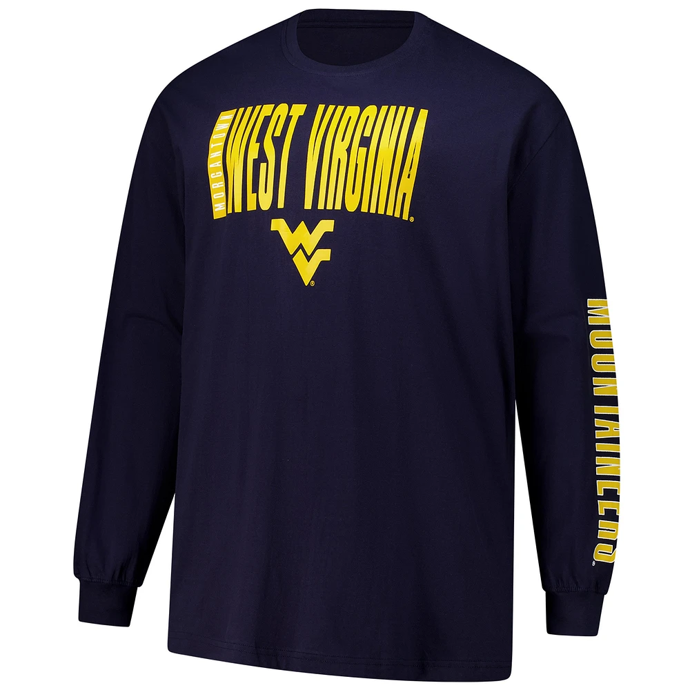 Men's Fanatics  Navy West Virginia Mountaineers Big & Tall Vision Long Sleeve T-Shirt