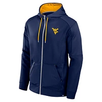 Sweat à capuche entièrement zippé Fanatics pour hommes, marine, West Virginia Mountaineers Defender