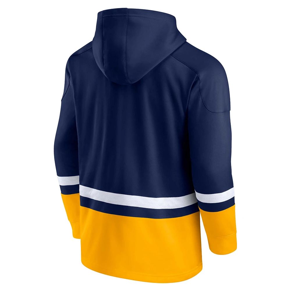 Men's Fanatics Navy West Virginia Mountaineers First Battle Pullover Hoodie