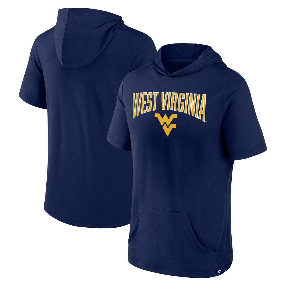 T-shirt à capuche Fanatics Navy West Virginia Mountaineers Outline Lower Arch pour hommes